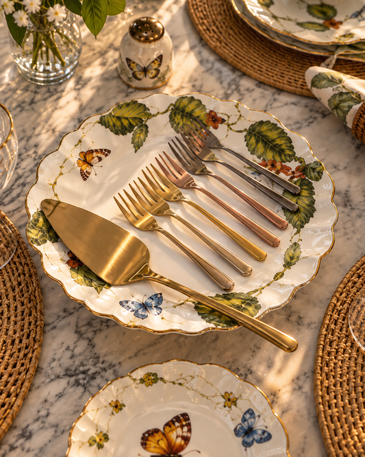 Kit Para Bolo sambonet linear luxo , Tortas & Doces - Dourado 7 Peças em Aço Inox