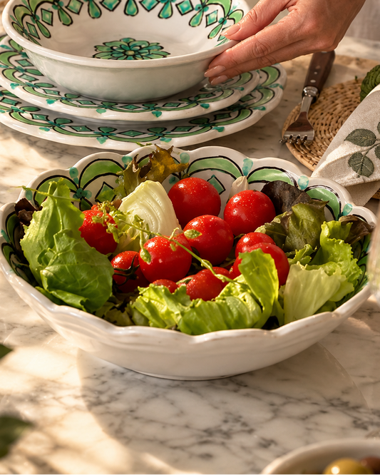 Saladeira Italiana Gota Verde Costa Amalfitana em Cerâmica 30cmx11cm
