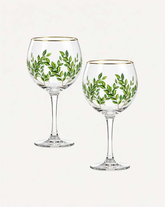 Kit 2 Taças Floral - Design Casa Russo em Cristal Pintado à Mão