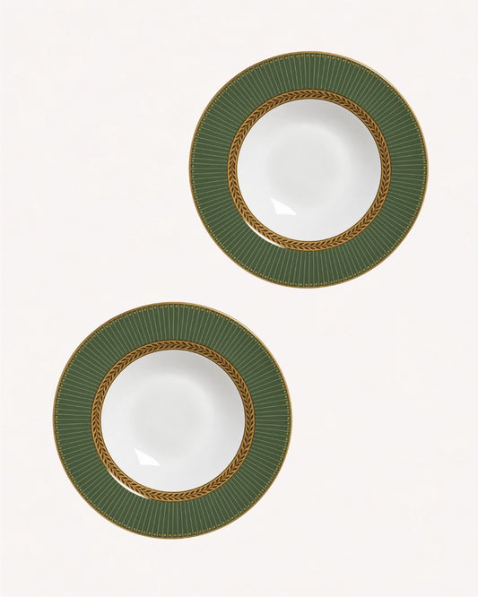 Kit de 2 Pratos Fundos Celebrate Verde em Cerâmica