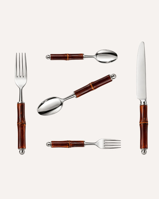 Conjunto de Talheres Garbo Bamboo 30 Peças em Aço Inox - 6 Lugares