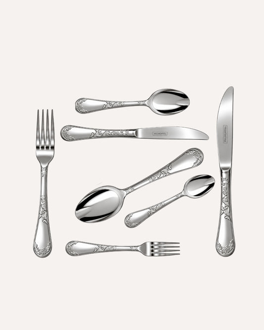 Kit de Talheres Elegância Renascença 42 Peças em Aço Inox - Serve 6 Lugares