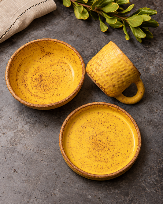 Kit 2 Bowls P Artesanal - Amarelo em Cerâmica