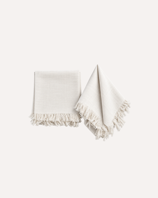 Kit de 2 Guardanapos Franja Coloratta Branco em Algodão