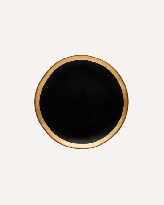 Prato Raso - Dubai Preto e Dourado em Porcelana