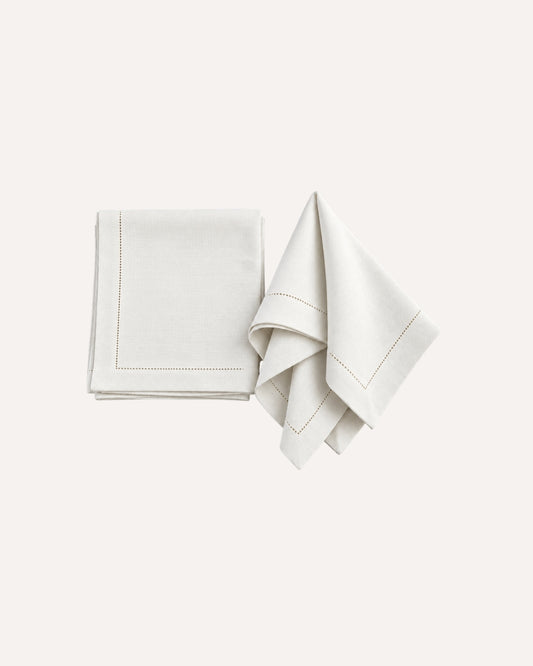 Kit de 2 Guardanapos Linho Cru Elegance Off White Casa Russo