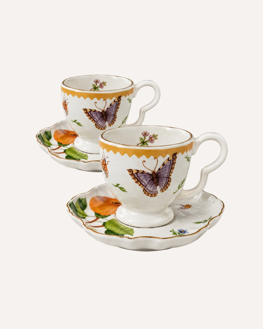 Kit de 2 Xícaras de Chá Botanique Quince em Porcelana