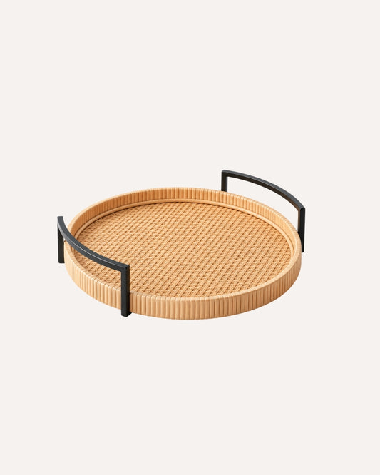 Bandeja Redonda de Fibra Natural com Alça Bali 37cm
