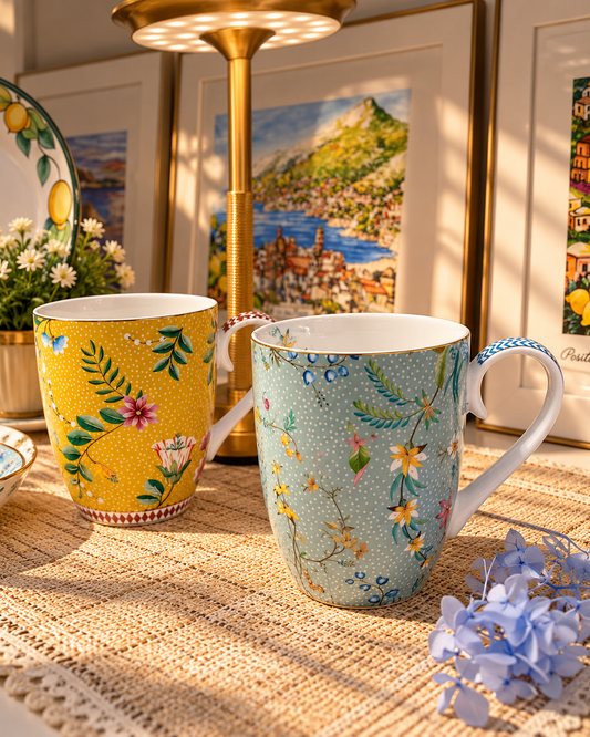 Kit - Mugs Large - Jolie Flowers Blue - Pip Studio 2 Peças em Porcelana