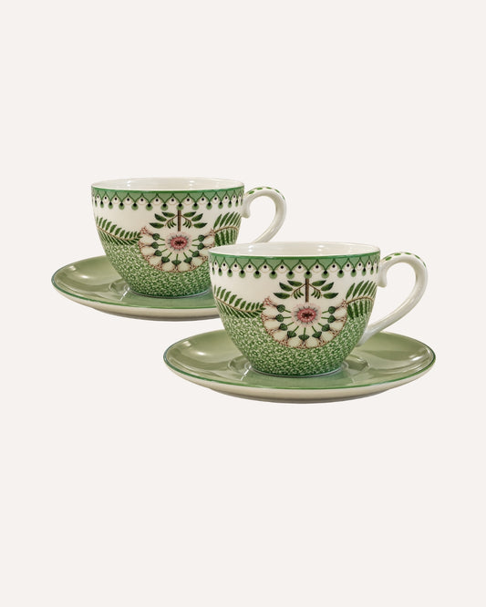 Kit de 2 Xícaras de Chá Verde Claro Lily & Lotus Pip Studio em Porcelana