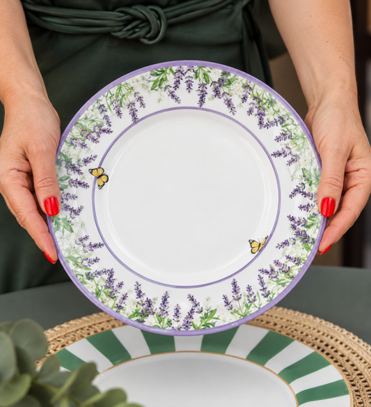 Kit de 2 Pratos de Sobremesa Blessed Easter Lavanda em Cerâmica