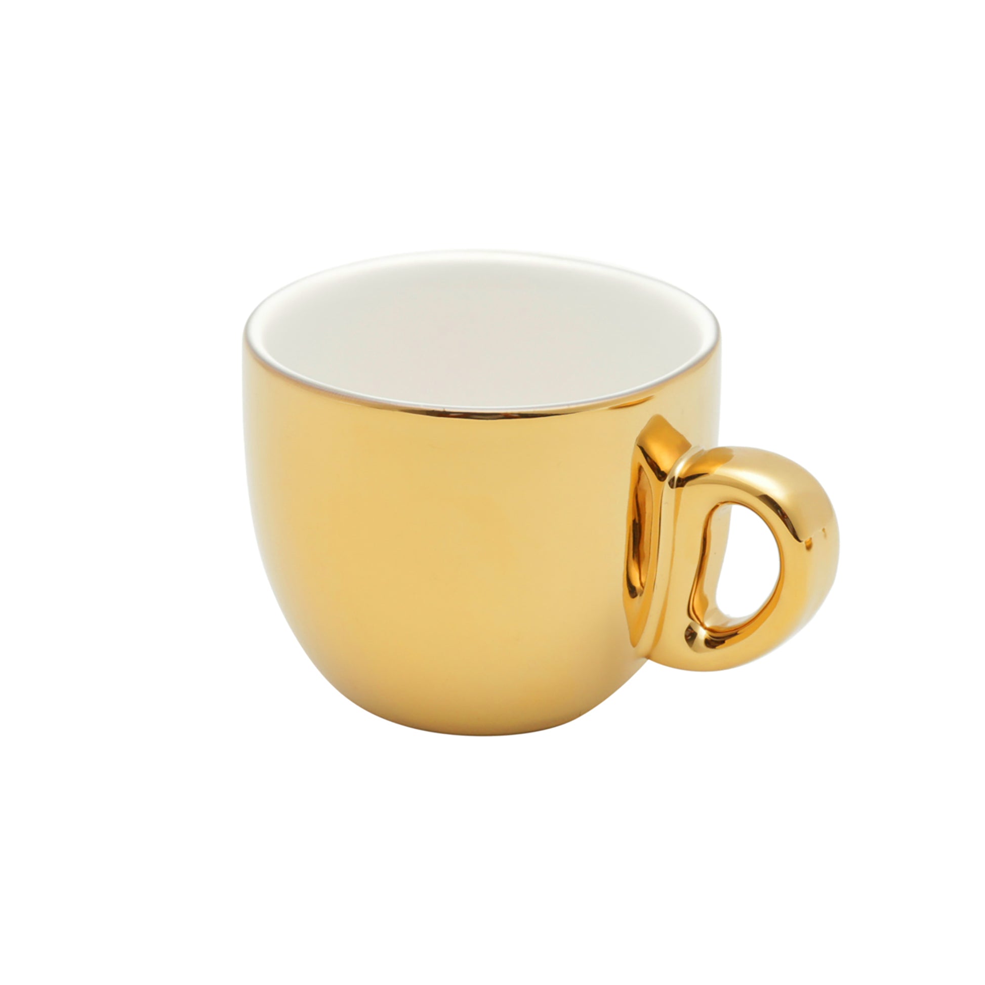 Set Xícaras de Café com Suporte - Versa Branco e Dourado