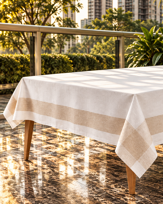 Toalha de Mesa Atemporal Quadrada Duo em Linho e Poliéster 220 x 220 cm
