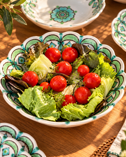Saladeira Italiana Gota Verde Costa Amalfitana Artesanal em Cerâmica 24cmx7cm