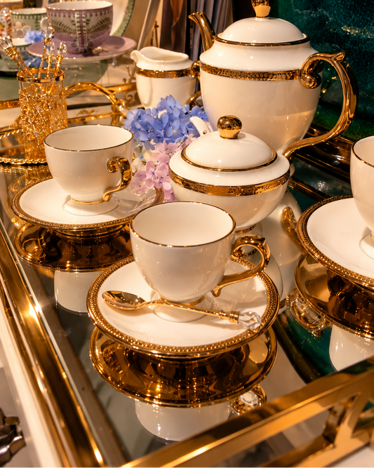 Conjunto de chá - Paddy branco 3 Peças em Porcelana