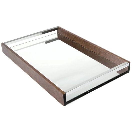 Bandeja retangular de Madeira com fundo espelhado (45cm x 30cm) da linha Naturals.
