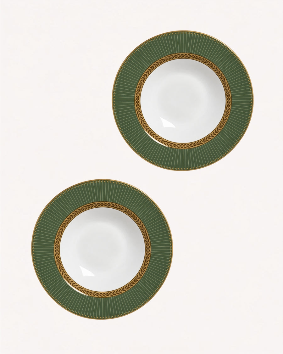 Kit de 2 Pratos Fundos Celebrate Verde em Cerâmica