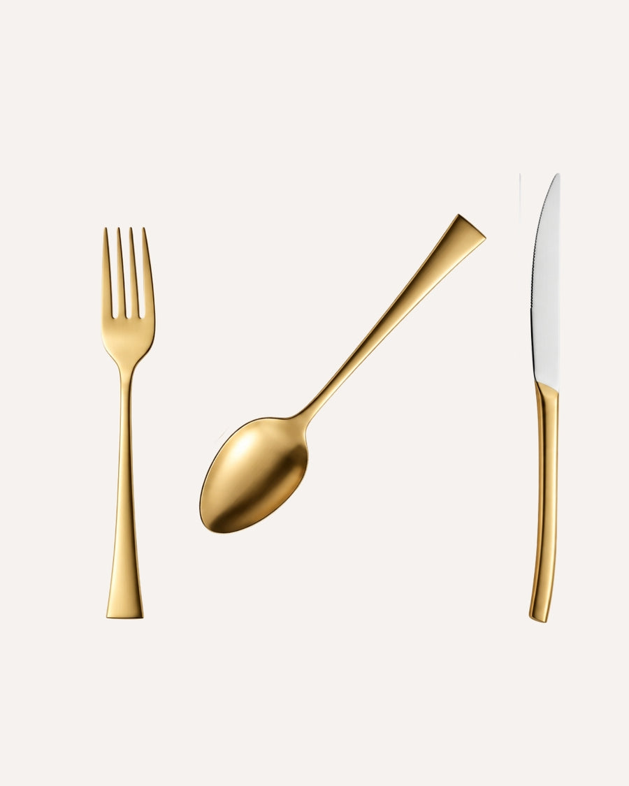 Faqueiro Berna Dourado 12 Peças em Aço Inox - 4 Lugares