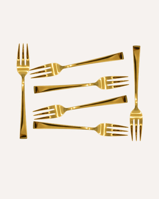Kit 6 Garfos de Bolo - Berna Dourado em Aço Inox