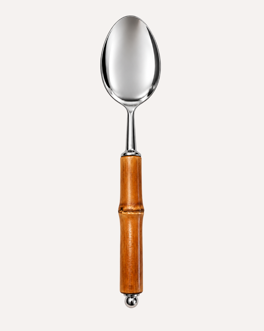 Colher para Servir em Aço Inox com Cabo de Bambu Natural