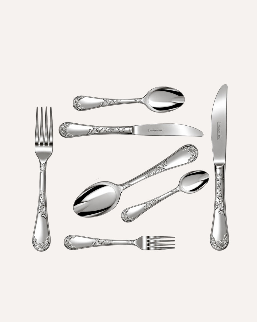 Kit de Talheres Elegância Renascença 42 Peças em Aço Inox - Serve 6 Lugares