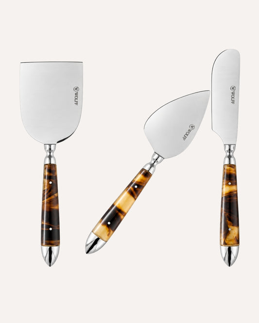 Kit 3 Peças Para Queijo em Aço Inox com Cabo de Resina