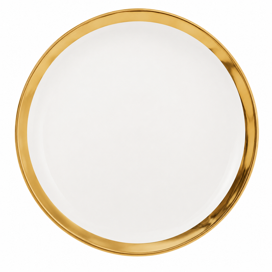 Prato de Sobremesa - Dubai Branco e Dourado em Porcelana