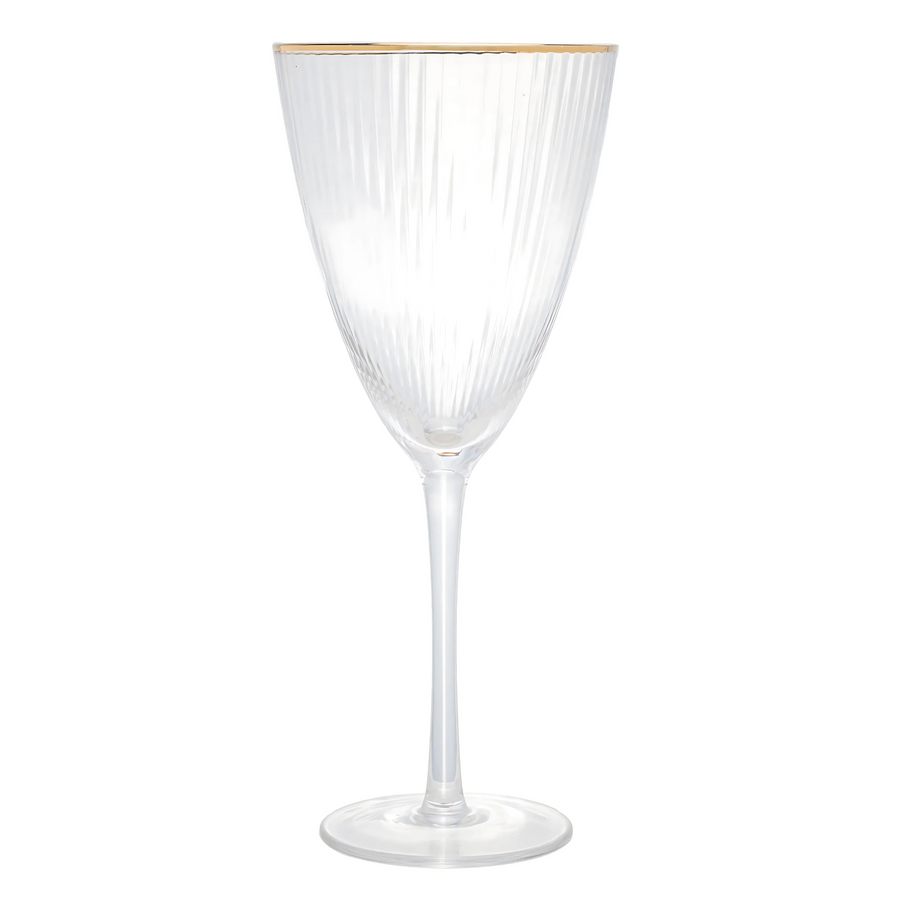 Kit 2 Taças de Vinho Lines com Borda Dourada - Design Moderno em Vidro