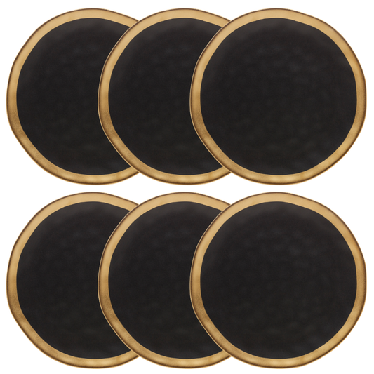 Prato de Sobremesa - Dubai Preto e Dourado - 21cm