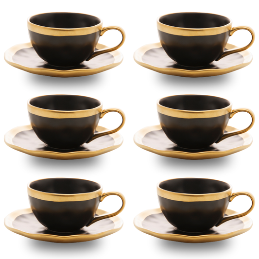Xícara de Café com Pires - Dubai Preto e Dourado - 90ml