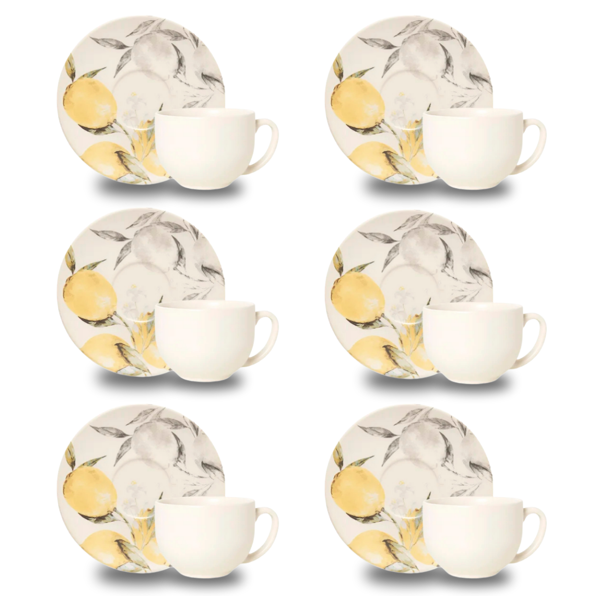 Set Xícara de Chá - Limão Siciliano - 6 Peças