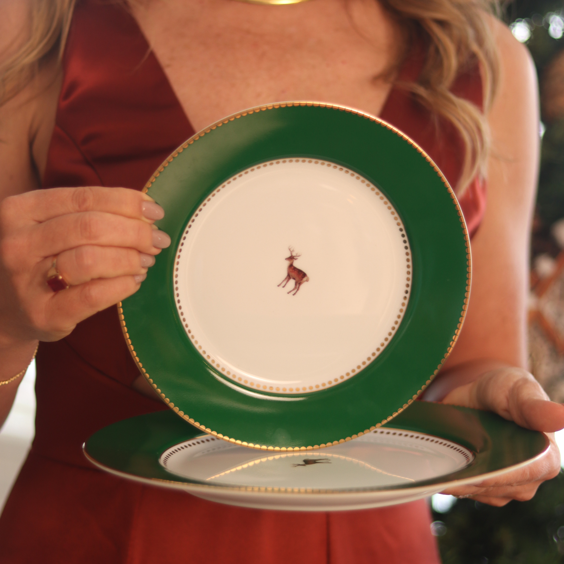 Set 2 Pratos Rasos Verde Escuro - Love Birds - Pip Studio