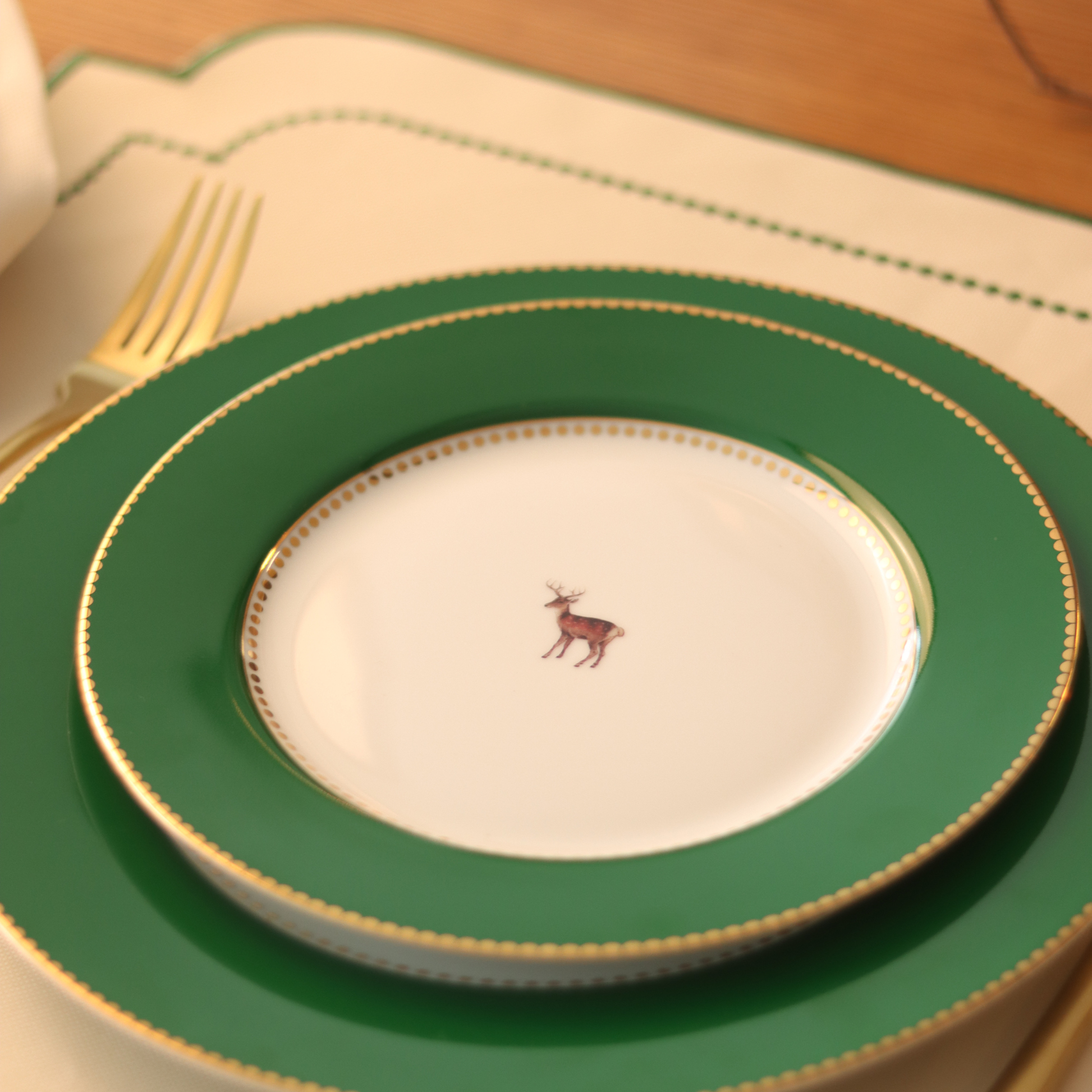 Set 2 Pratos Rasos Verde Escuro - Love Birds - Pip Studio