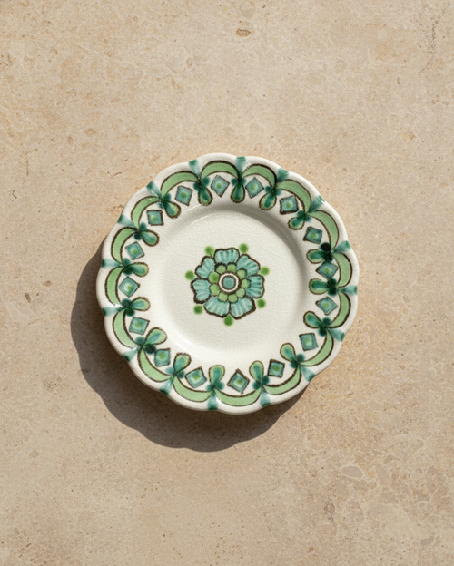 Prato Italiano Entrada Sobremesa Goccia Verde Vietri Costa Amalfitana 21cm