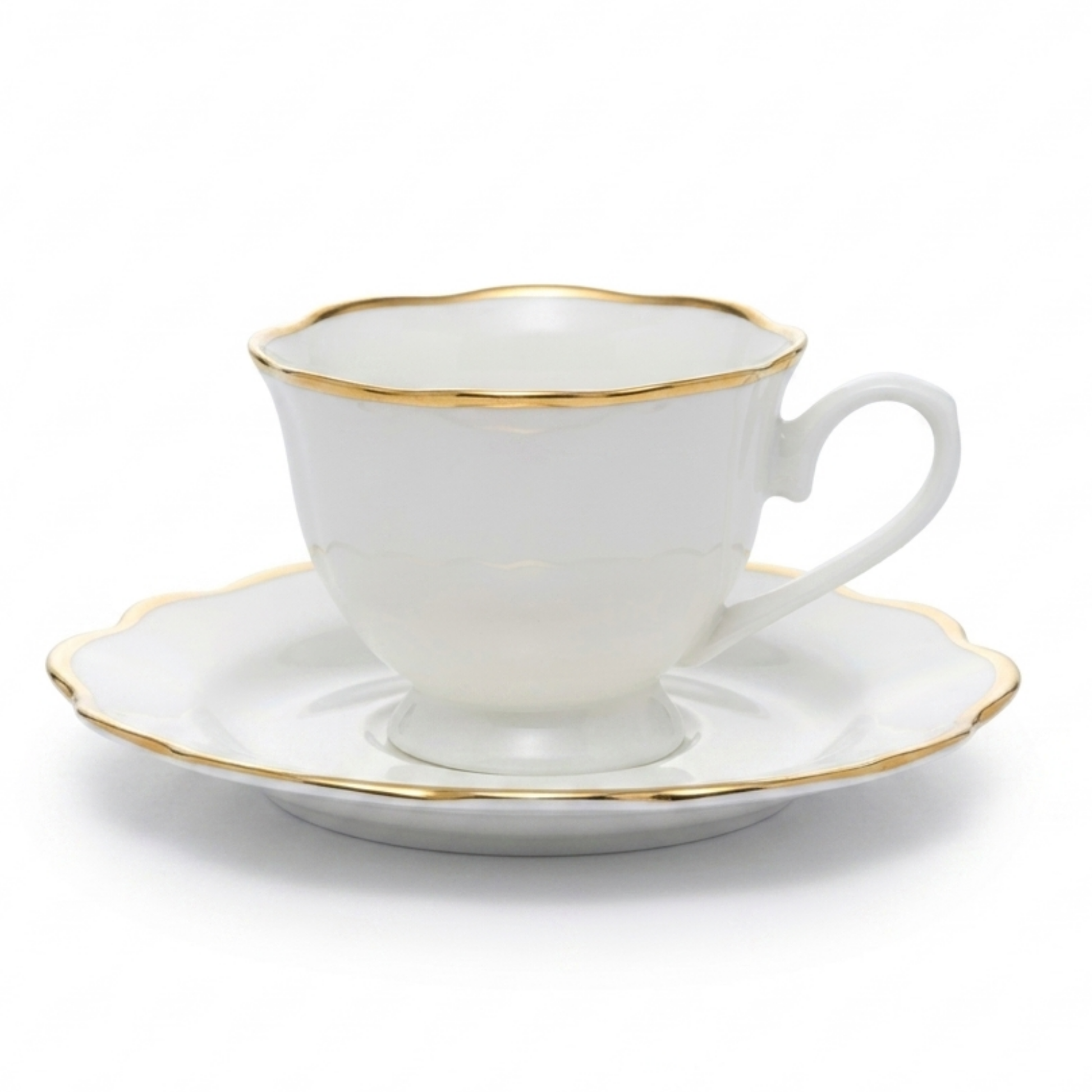 Set 6 Xícaras de Café Wolff Porcelana com Pires Maldivas e Fio de Ouro – 80ml