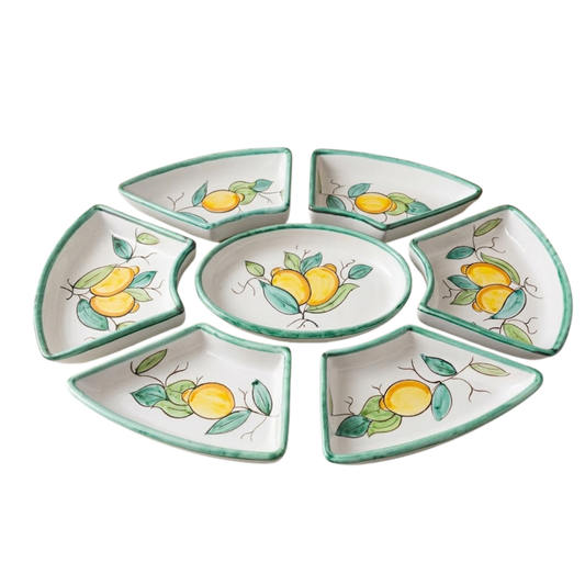 Petisqueira Italiana Componível Limoni Vietri – 7 Peças em Cerâmica Artesanal - 32cm x 43cm