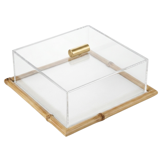 Bandeja em Bambu e Vidro com Tampa – 28cm