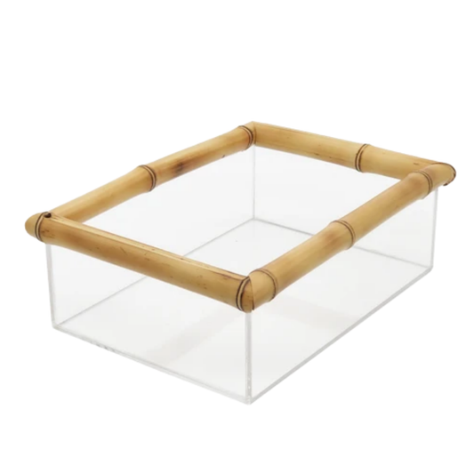 Organizador Premium com Tampa em Bambu e Acrílico – 21cm