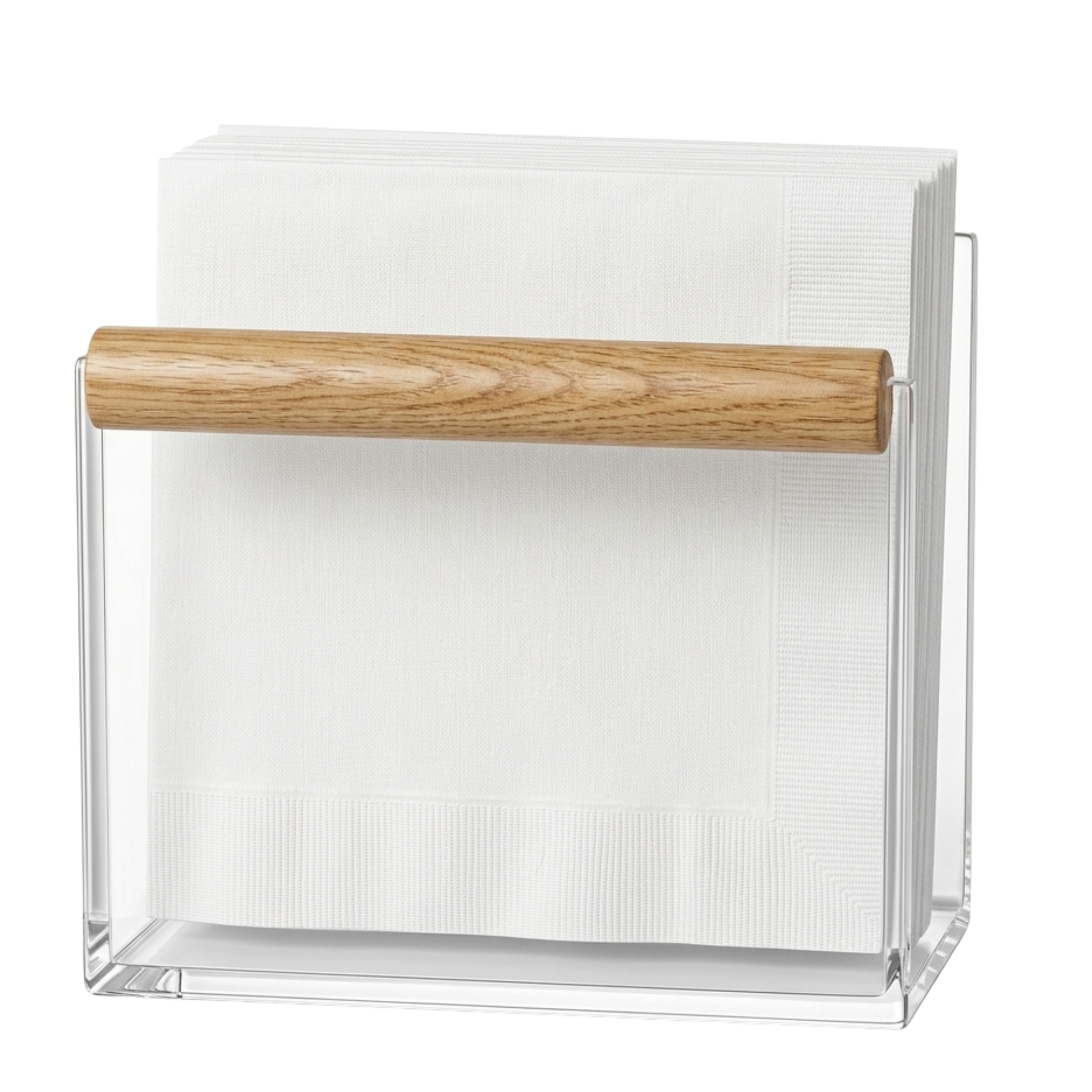 Porta Guardanapo em Acrílico e Bambu – 13cm x 13cm