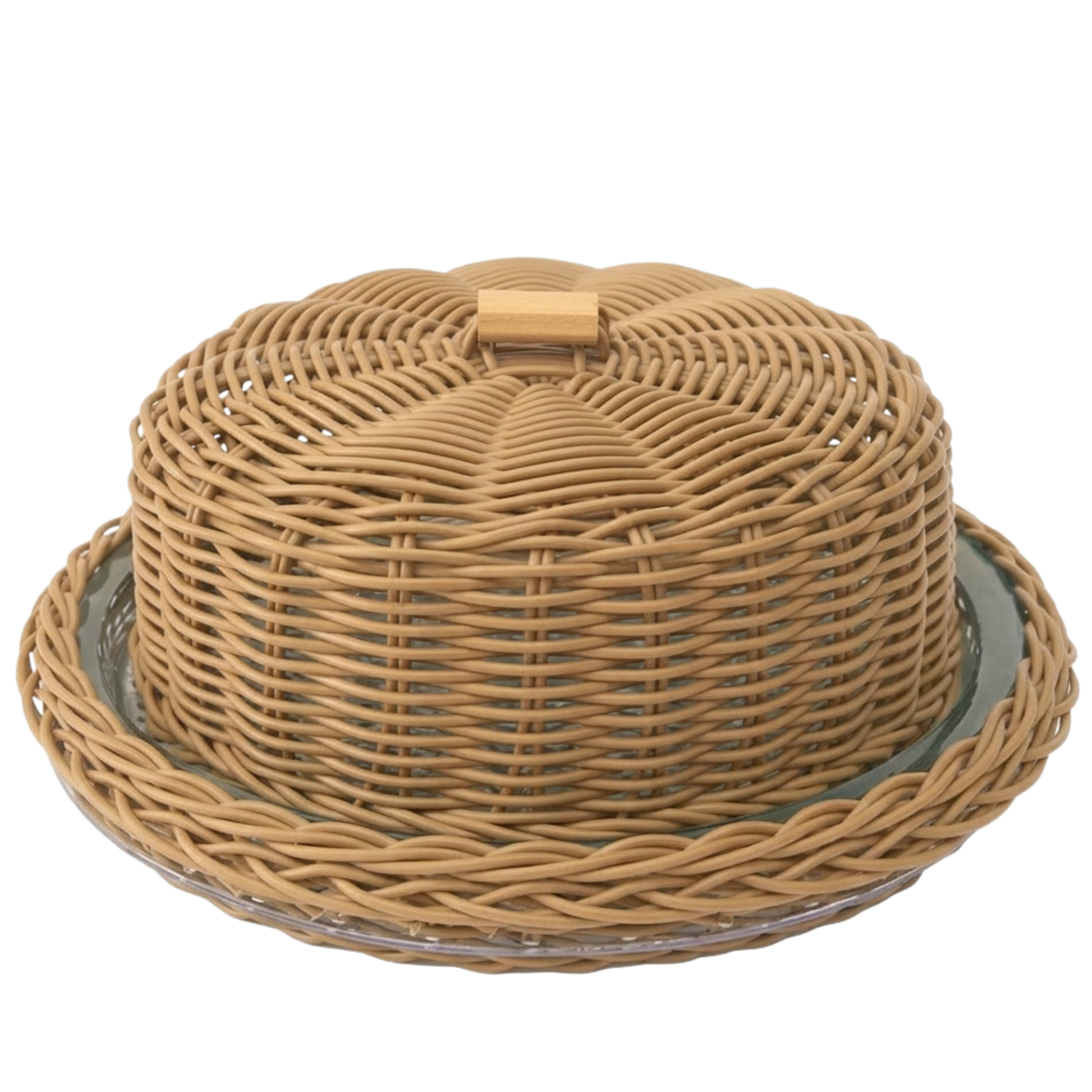 Quejeira Premium com Prato em Acrílico e Detalhes em Vime Natural – 22cm