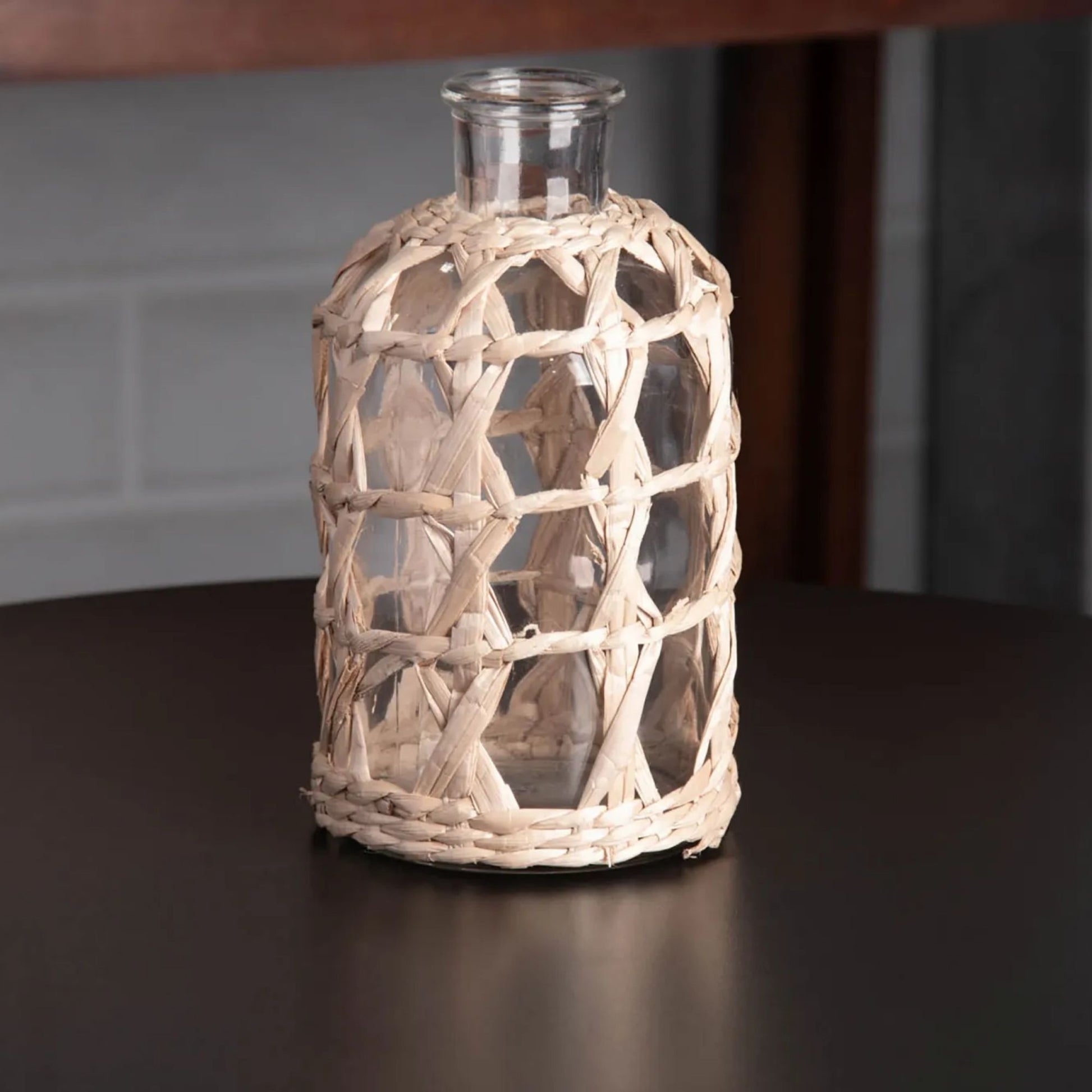 Vaso de Vidro e Fibra Natural Wolff – 11cm x 20cm
