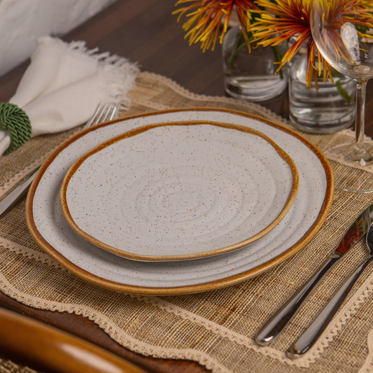 Set 2 Pratos Rasos Rustic Blend 28cm em Cerâmica Grés