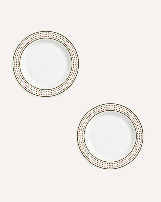 Kit de 2 Pratos de Sobremesa Christmas Dots em Cerâmica
