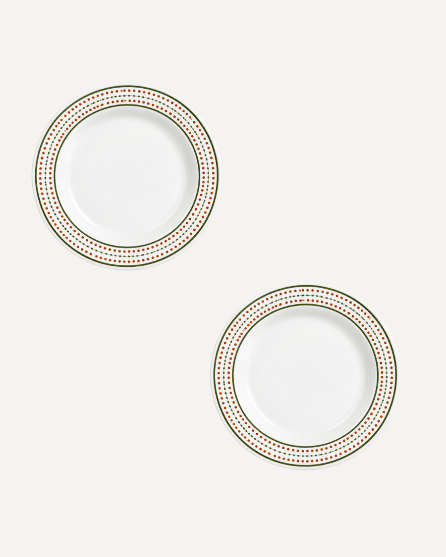 Kit de 2 Pratos de Sobremesa Christmas Dots em Cerâmica