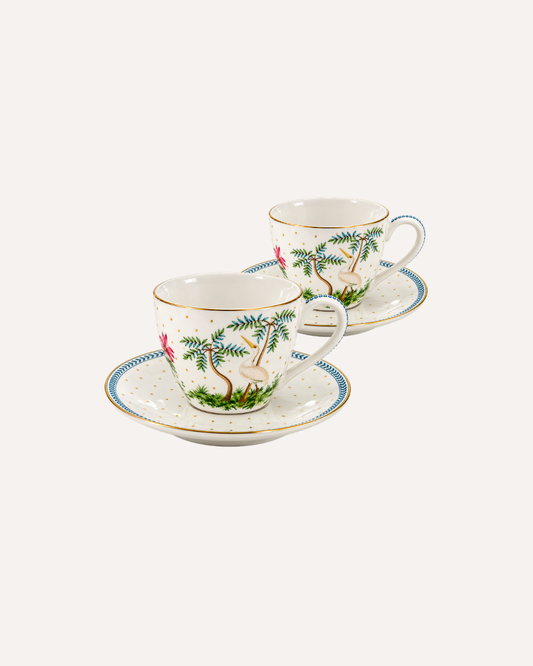 Kit Jolie com 2 Xícaras de Café Pip Studio  em Porcelana e Fio Dourado