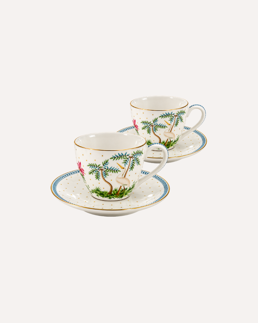Kit Jolie com 2 Xícaras de Café Pip Studio  em Porcelana e Fio Dourado