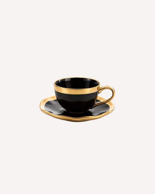 Xícara de Café  Dubai Preto e Dourado em Porcelana