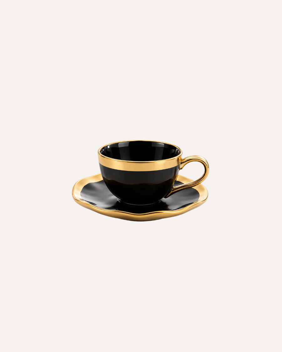 Xícara de Café  Dubai Preto e Dourado em Porcelana