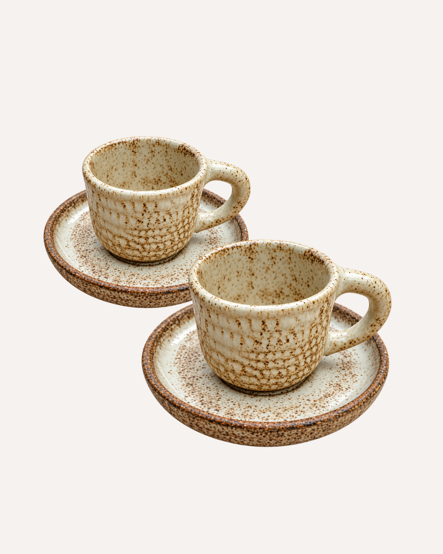 Kit 2 Xícaras para Chá & Café - Creme Brulle - Artesanal em Cerâmica