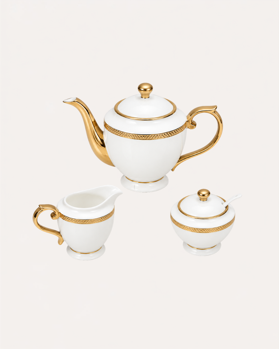 Conjunto de chá - Paddy branco 3 Peças em Porcelana